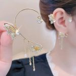 Rose Butterfly Non-Piercing Earrings Set (Both Ears )