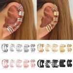 1 Set - 5-Piece Non-Piercing Ear Clip Set  (Gold, Black & Silver) – Please Select Ear Quantity & Color Carefully (See Description for Details)