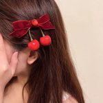 Red Cherry Velvet Hairpin 🍒 – 1 pcs - Image 2
