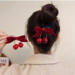 Red Cherry Velvet Hairpin 🍒 – 1 pcs