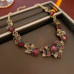Elegant Red Leaf Square Choker Necklace Set ❤️ – Comes with Gift Box 🎁 - Image 2